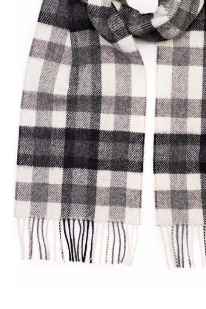 John Hanly Irish Wool Scarf Long 1907 Snow Grey Charcoal