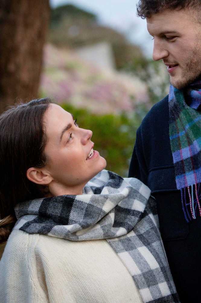 John Hanly Irish Wool Scarf Long 1907 Snow Grey Charcoal