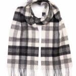 John Hanly Irish Wool Scarf Long 1907 Snow Grey Charcoal