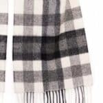 John Hanly Irish Wool Scarf Long 1907 Snow Grey Charcoal