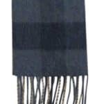 John Hanly Irish Wool Scarf Long 1912 Denim Navy Beige Block Check