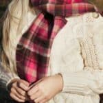 John Hanly Irish Wool Scarf Long 1914 Pink Maroon Check