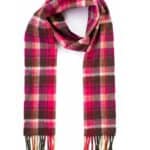 John Hanly Irish Wool Scarf Long 1914 Pink Maroon Check