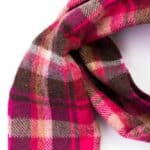 John Hanly Irish Wool Scarf Long 1914 Pink Maroon Check