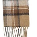 John Hanly Irish Wool Scarf Long 1959 Silver Grey Plaid