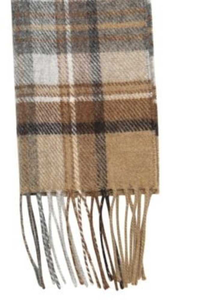 John Hanly Irish Wool Scarf Long 1959 Silver Grey Plaid