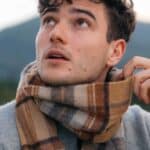 John Hanly Irish Wool Scarf Long 1959 Silver Grey Plaid