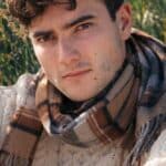 John Hanly Irish Wool Scarf Long 1959 Silver Grey Plaid