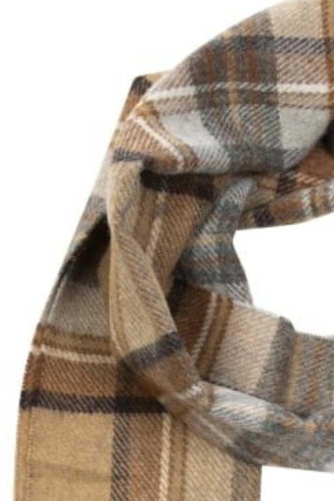 John Hanly Irish Wool Scarf Long 1959 Silver Grey Plaid