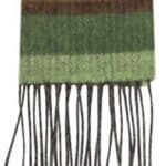 John Hanly Irish Wool Scarf Long 1976 Green Brown Horizontal Stripe
