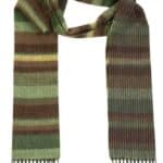 John Hanly Irish Wool Scarf Long 1976 Green Brown Horizontal Stripe