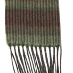 John Hanly Irish Wool Scarf Long 1976 Green Brown Horizontal Stripe