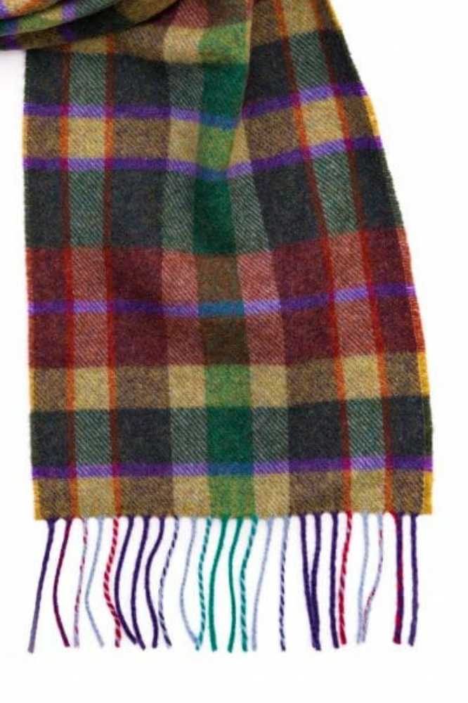 John Hanly Irish Wool Scarf Long 1985 Mustard Green Rust