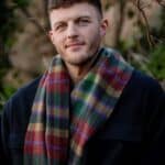 John Hanly Irish Wool Scarf Long 1985 Mustard Green Rust