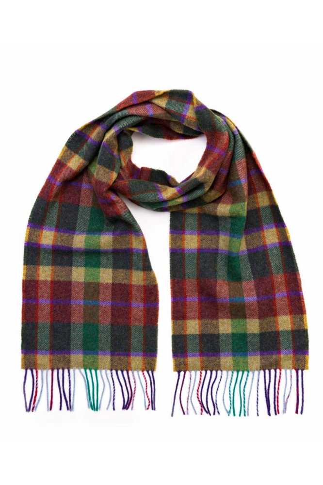 John Hanly Irish Wool Scarf Long 1985 Mustard Green Rust