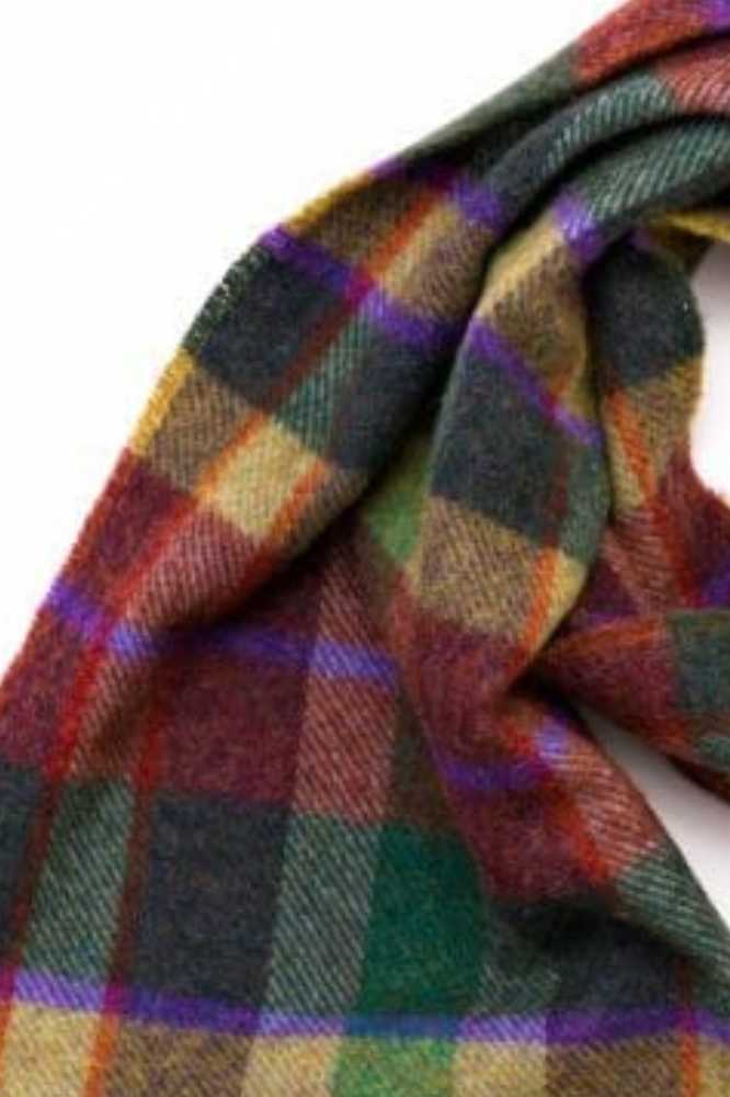 John Hanly Irish Wool Scarf Long 1985 Mustard Green Rust