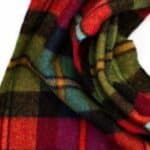 John Hanly Irish Wool Scarf Long 1987 Red Black Green Plaid