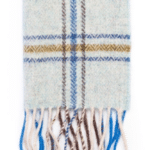 John Hanly Irish Wool Scarf Long 1990 Long Blue Grey Rust Plaid