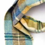 John Hanly Irish Wool Scarf Long 1991 Citrus Blue Brown Plaid