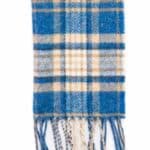 John Hanly Irish Wool Scarf Long 1992 Blue Beige Check