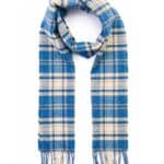 John Hanly Irish Wool Scarf Long 1992 Blue Beige Check