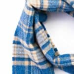 John Hanly Irish Wool Scarf Long 1992 Blue Beige Check