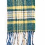 John Hanly Irish Wool Scarf Long 1995 Yellow Green Mix Check