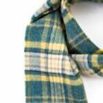 John Hanly Irish Wool Scarf Long 1995 Yellow Green Mix Check