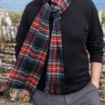 John Hanly Merino Luxury Wool Scarf 156 Black Stewart Tartan - La Vie en Rose Damesmode