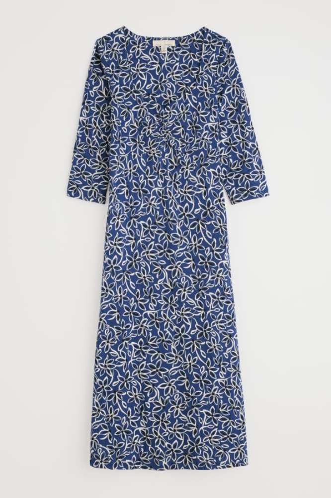 Seasalt Cornwall Secret Cove Dress Harbour Floral Washed Marine - La Vie en Rose Damesmode