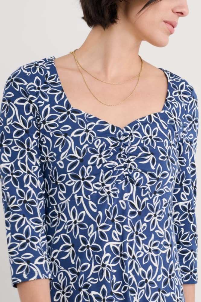 Seasalt Cornwall Secret Cove Dress Harbour Floral Washed Marine - La Vie en Rose Damesmode