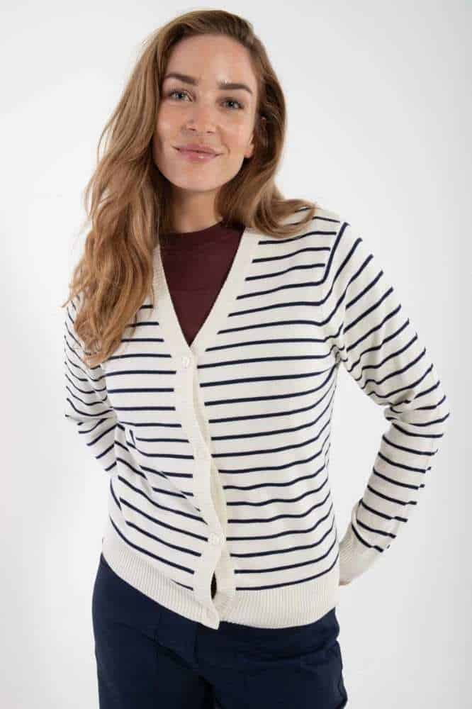 Danefae Danejolly Cardigan Chalk Dark Navy - La Vie en Rose Damesmode
