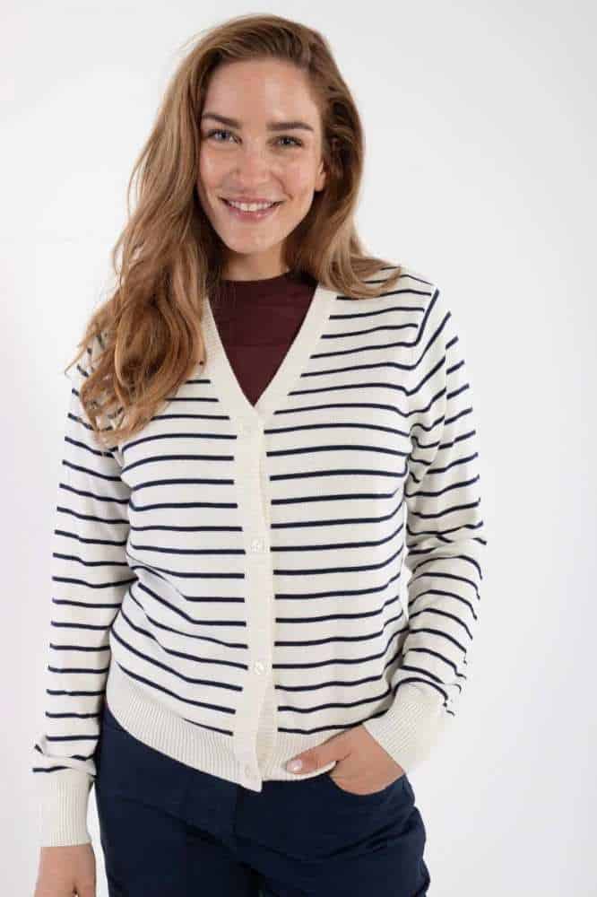 Danefae Danejolly Cardigan Chalk Dark Navy - La Vie en Rose Damesmode