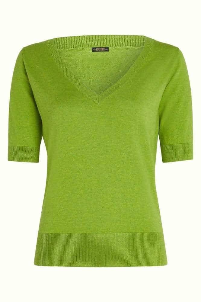 King Louie Agnes V Top Cocoon Dark Citron - La Vie en Rose Damesmode