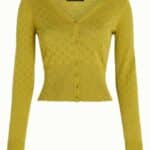 King Louie Cardi V Heart Ajour Spring Yellow - La Vie en Rose Damesmode