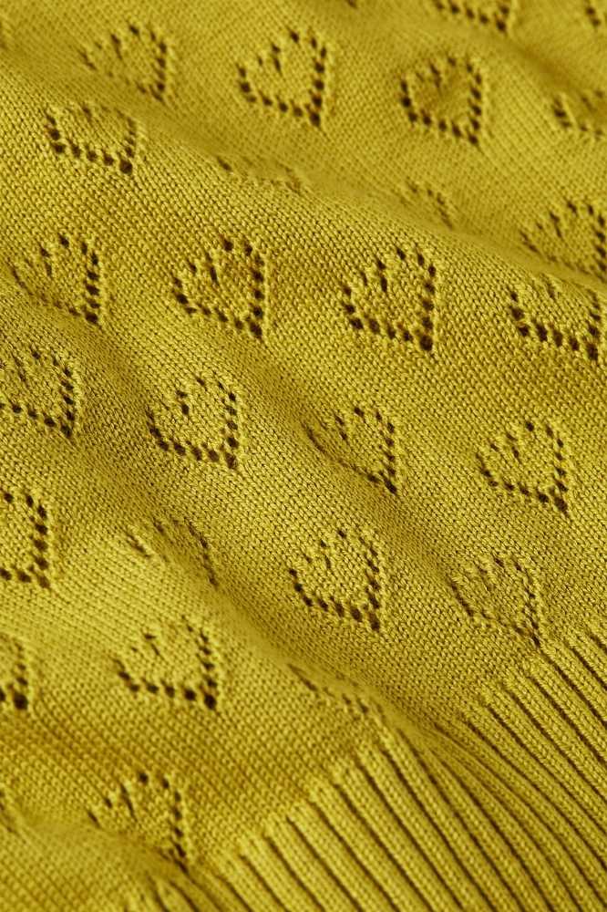 King Louie Cardi V Heart Ajour Spring Yellow - La Vie en Rose Damesmode