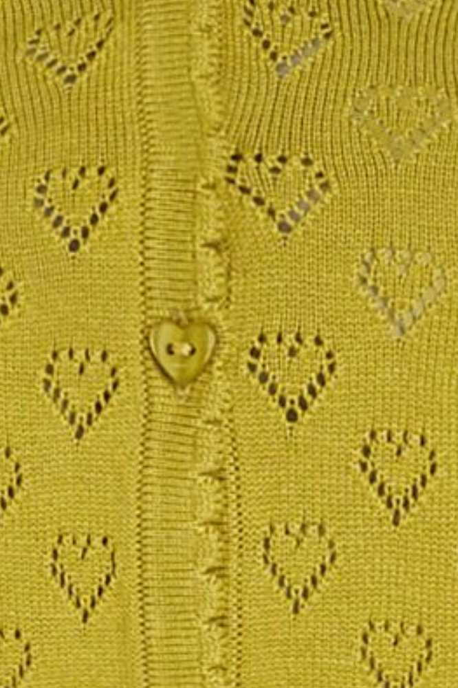 King Louie Cardi V Heart Ajour Spring Yellow - La Vie en Rose Damesmode