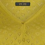 King Louie Cardi V Heart Ajour Spring Yellow - La Vie en Rose Damesmode