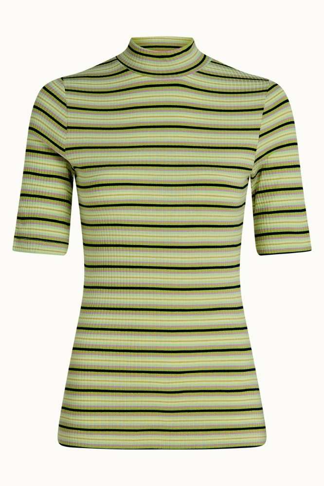 King Louie Turtle Top Seaside Stripe Dark Citron - La Vie en Rose Damesmode