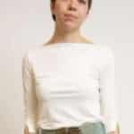 Very Cherry Boatneck Top Ecru Tricot Deluxe - La Vie en Rose Damesmode