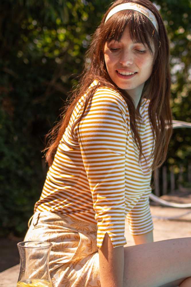 Very Cherry Boatneck Top French Stripes Honey Yellow La Vie en Rose Damesmode