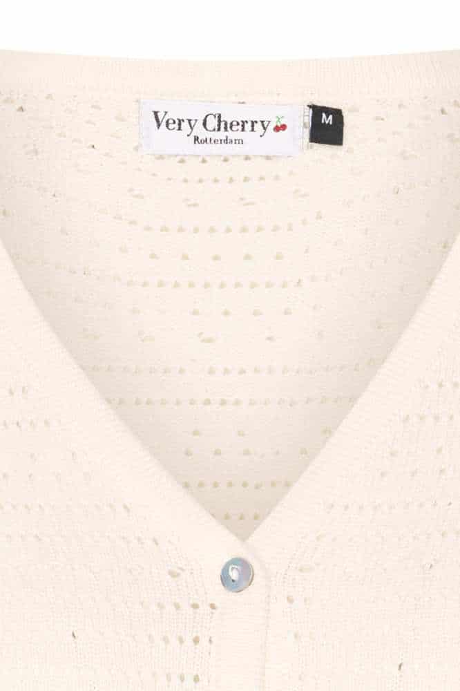 Very Cherry Lucia Cardigan Ecru - La Vie en Rose Damesmode
