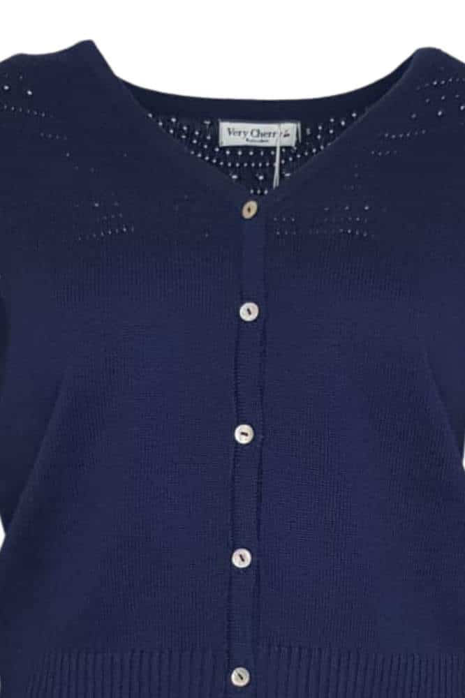 Very Cherry Lucia V-Neck Cardigan Marine - La Vie en Rose Damesmode