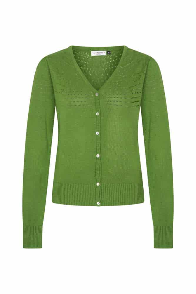 Very Cherry Lucia V Neck Cardigan Olive Green - La Vie en Rose Damesmode (1)