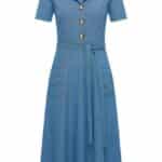 Very Cherry Revers Dress Lights Denim Indigo - La Vie en Rose Damesmode