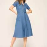Very Cherry Revers Dress Lights Denim Indigo - La Vie en Rose Damesmode