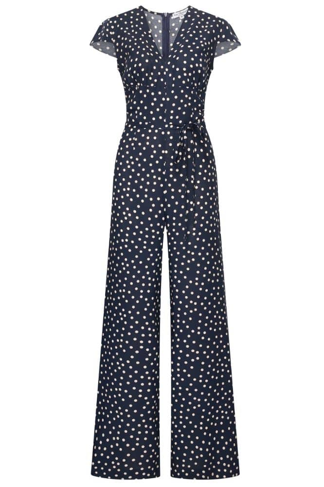 Very Cherry Venice Jumpsuit Navy Dots - La Vie en Rose Damesmode