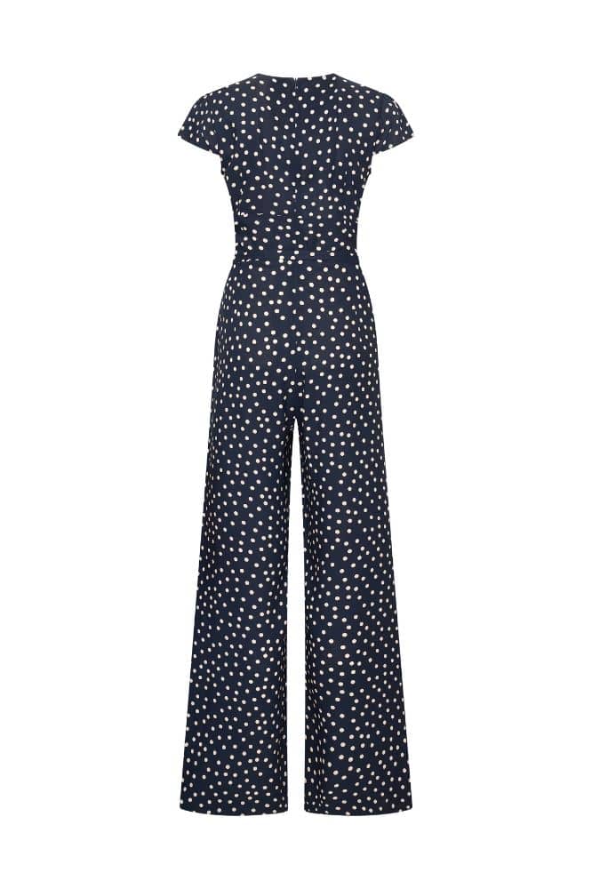 Very Cherry Venice Jumpsuit Navy Dots - La Vie en Rose Damesmode