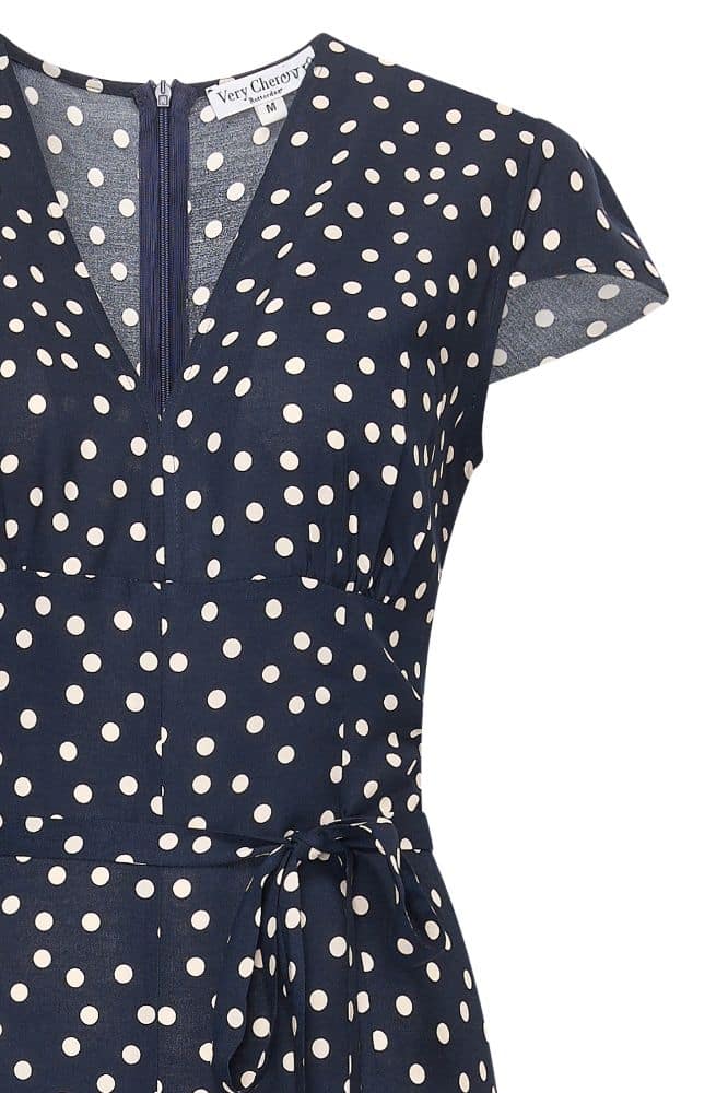 Very Cherry Venice Jumpsuit Navy Dots - La Vie en Rose Damesmode