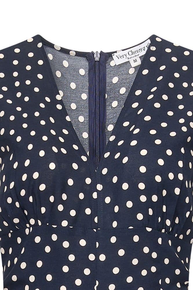 Very Cherry Venice Jumpsuit Navy Dots - La Vie en Rose Damesmode